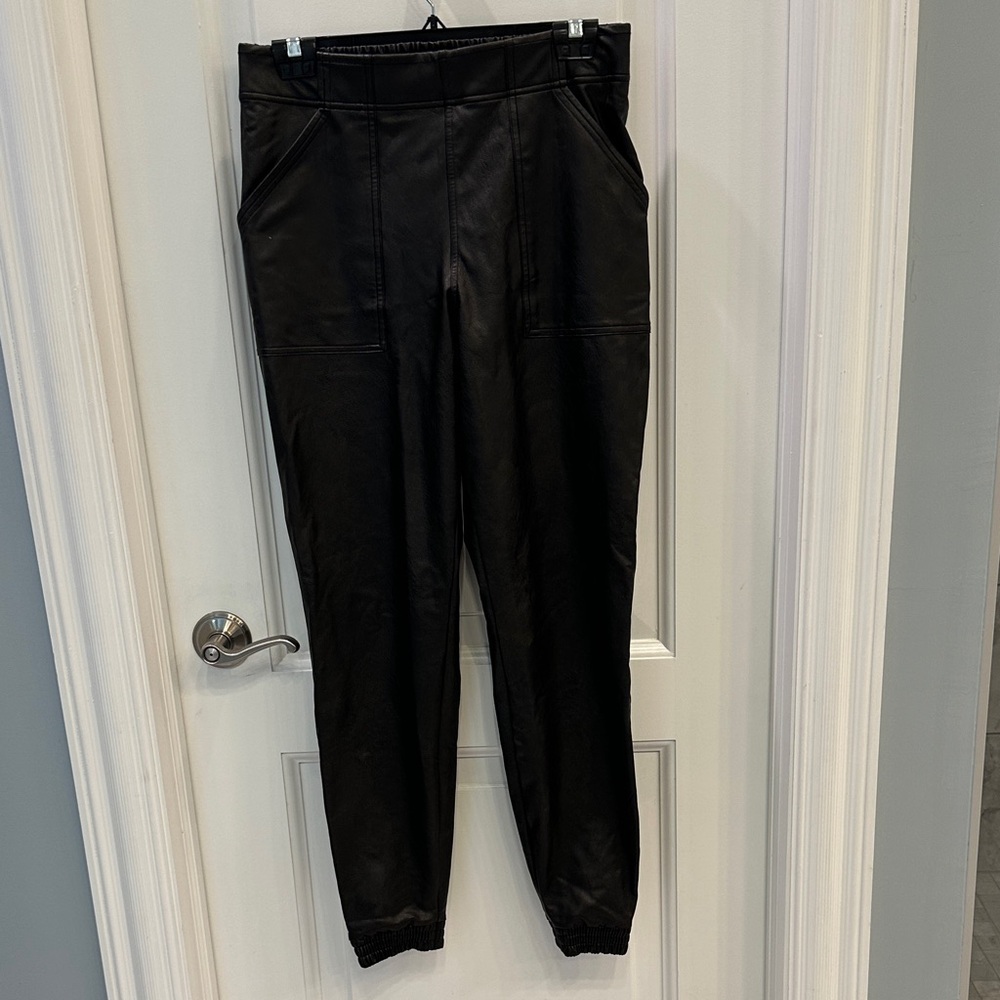 SPANX Women’s Faux Leather Black Joggers